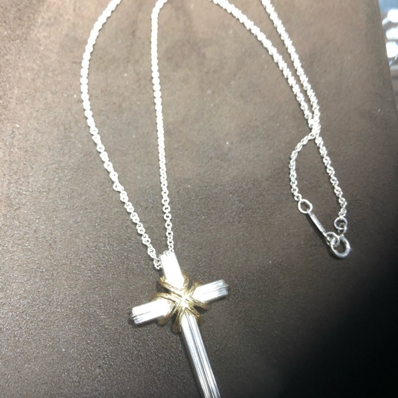Tiffany & Co. Silver and Gold Cross Necklace - Picture 2 of 5